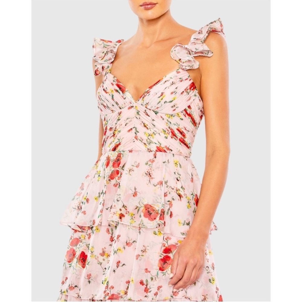 Mac Duggal Blush Pink Pleated Satin Halter Neck Pleated Maxi Gown Size 14 Formal - Picture 5 of 12